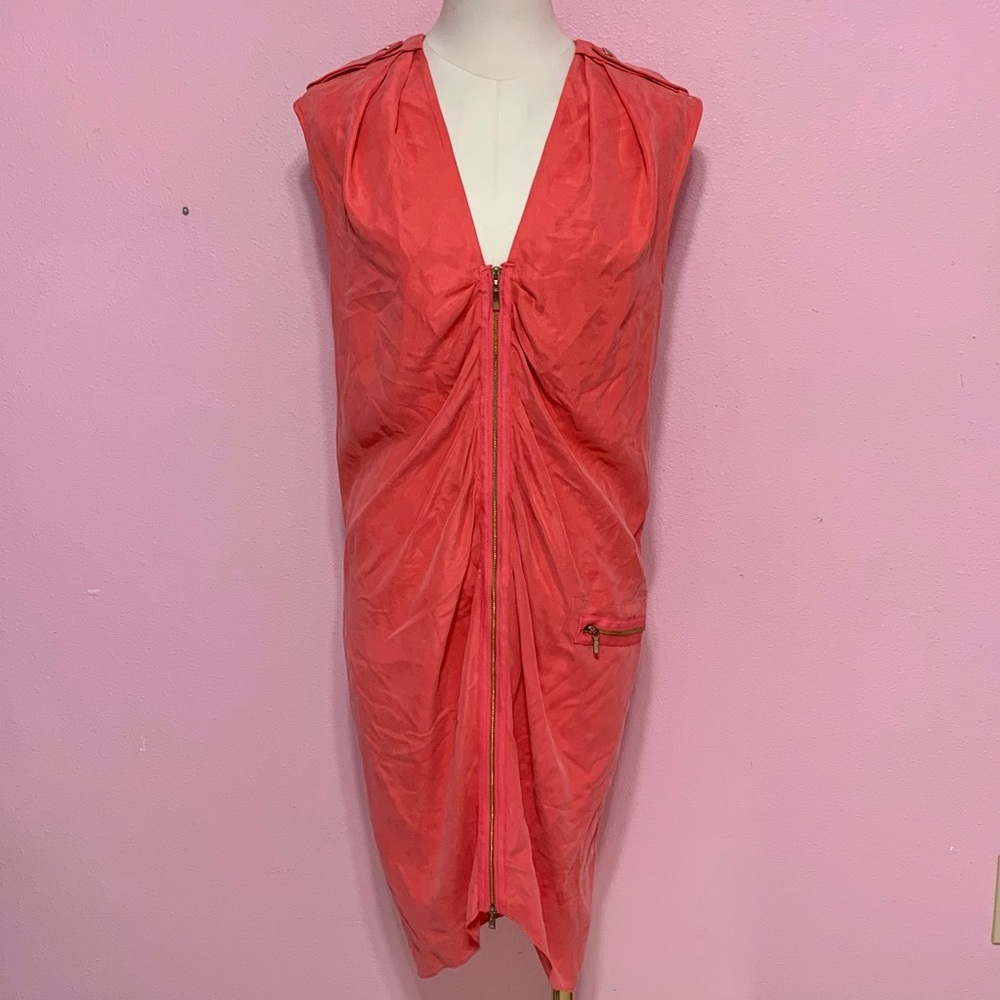 VTG Y2K Bebe Silk Coral Dress XS